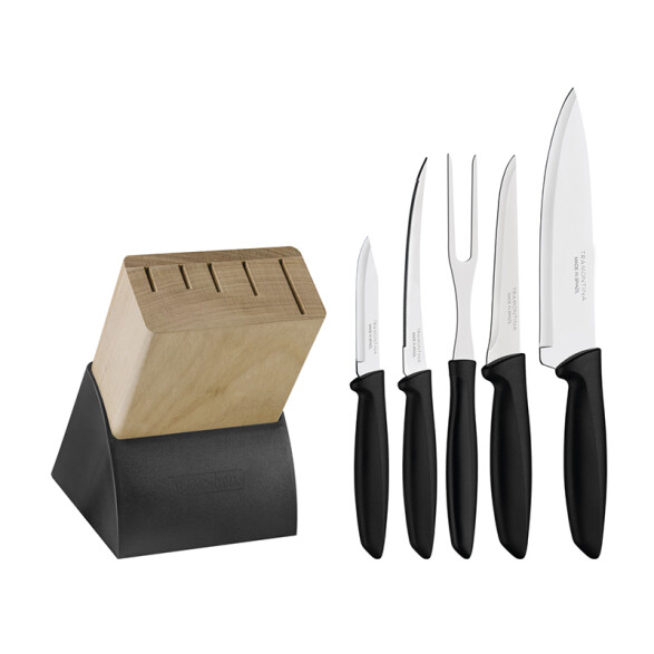 Juego de cuchillos con taco línea PLENUS, 6 piezas -TRAMONTINA TN9730