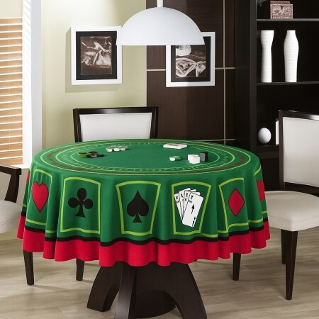 MANTEL REDONDO CASINO POKER 160CM VERDE