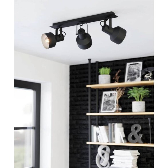 Spot de 3 luces E27 pant. metálicas negro CASIBARE EG4204