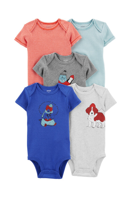Pack cinco bodies de algodón, estampados Pack cinco bodies de algodón, estampados