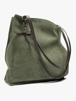 Bolso Shopper Rectangular Con Piel caqui