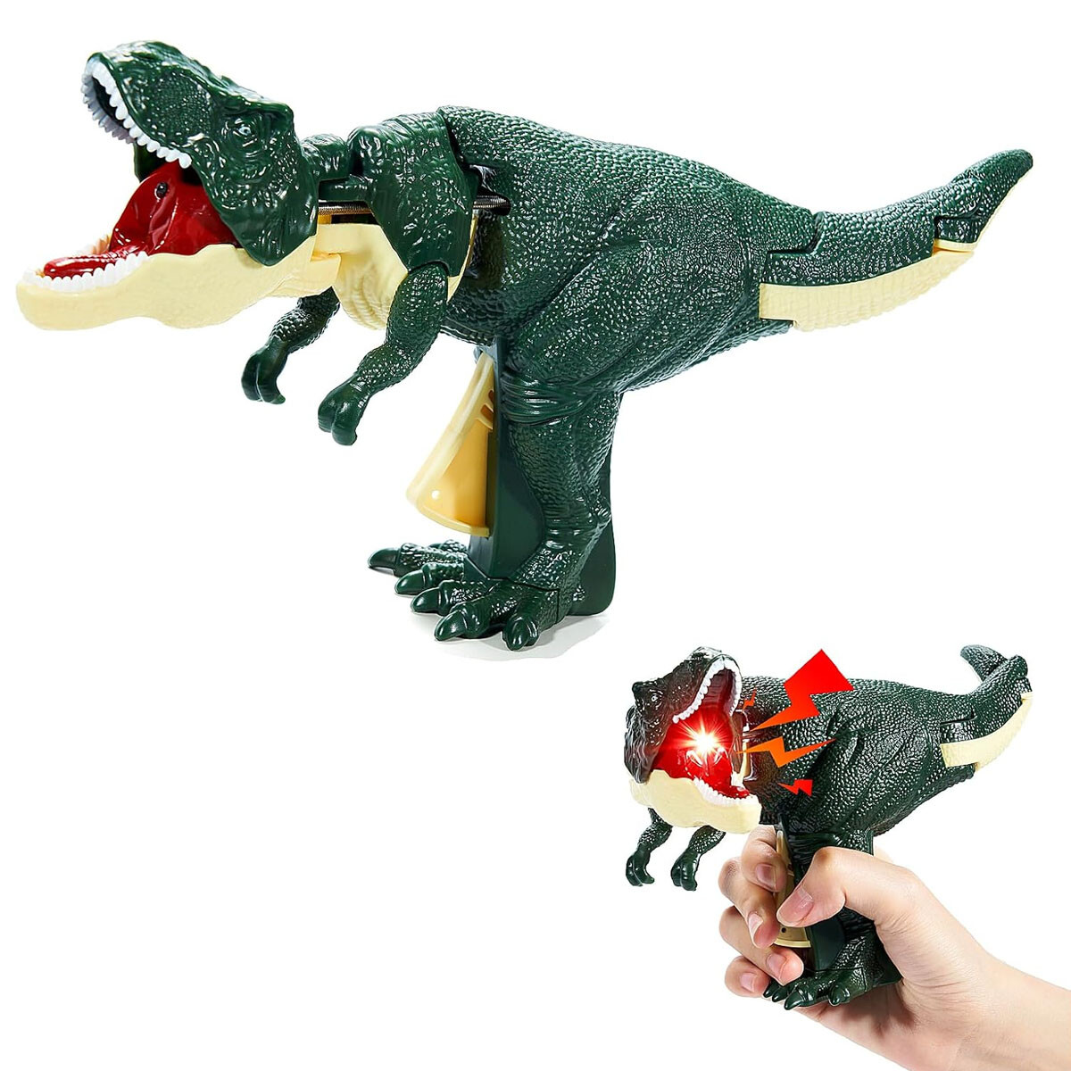 Dinosaurio T-Rex Juguete Articulado c/ Movimiento Luz Sonido - Verde 