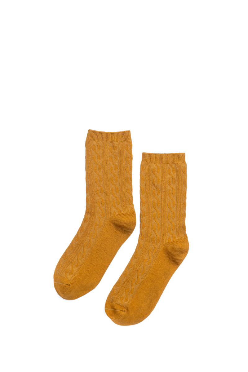 Medias tejidas trenzas - Amarillo 