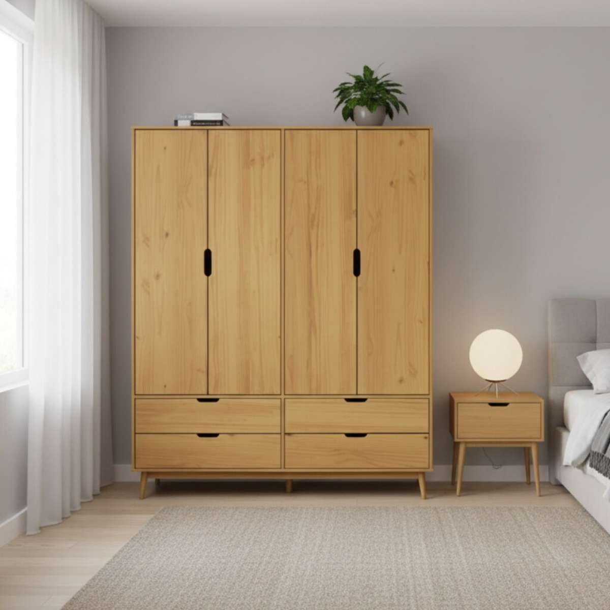 Ropero 4 Puertas 4 Cajones Li­nea Niordica - Roble 