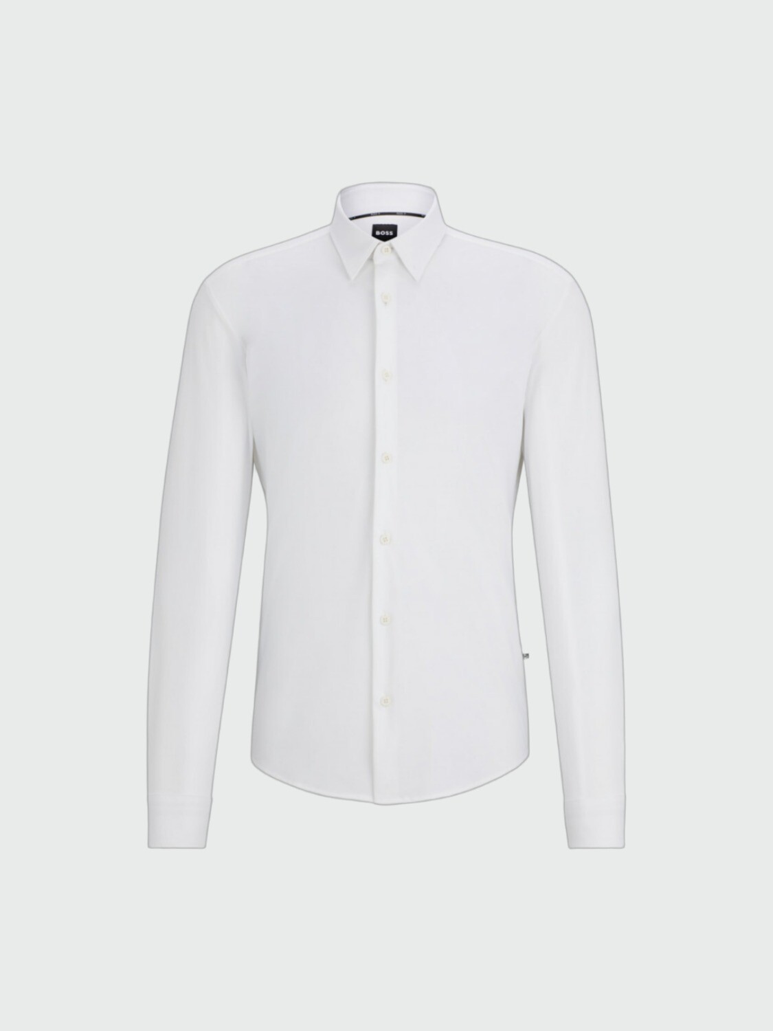 BOSS - Camisa manga larga slim fit de punto elástico técnico, P-ROAN-KENT Blanco