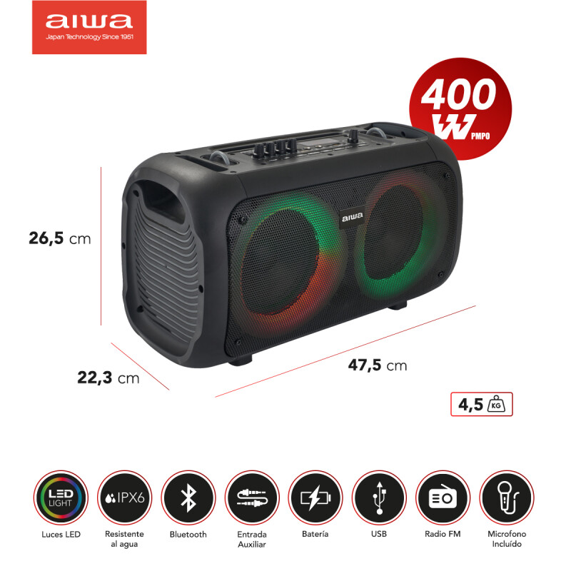 Parlante Portátil 400W PMPO | AIWA | AW-POH35 Parlante Portátil 400W PMPO | AIWA | AW-POH35
