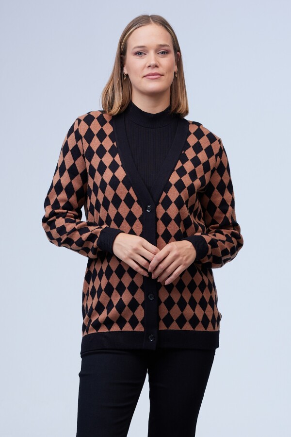 Cardigan Rombos NEGRO/TOSTADO