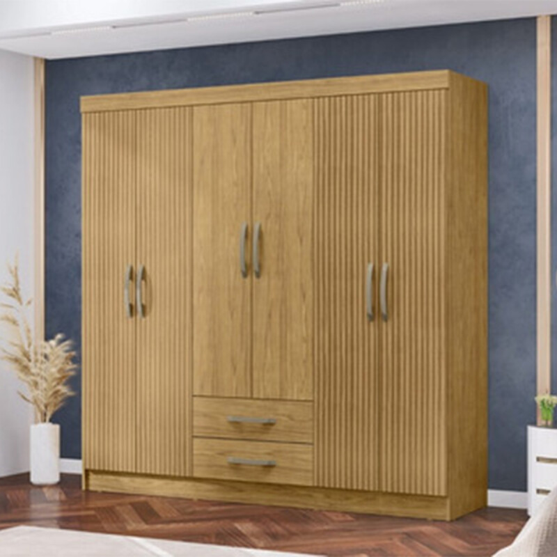 Ropero Placard 6 Puertas 2 Cajones 10 Estantes Almendra Ropero Placard 6 Puertas 2 Cajones 10 Estantes Almendra