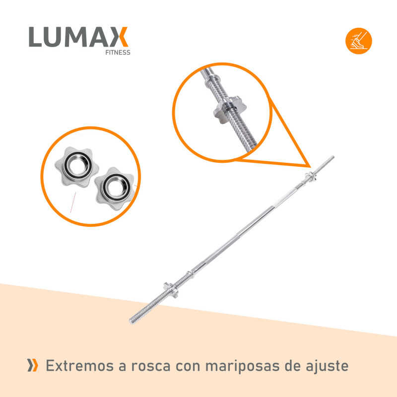 Kit de Barra Recta Larga Maciza De 1.80mts + 20kgs En Discos 2x10 kg