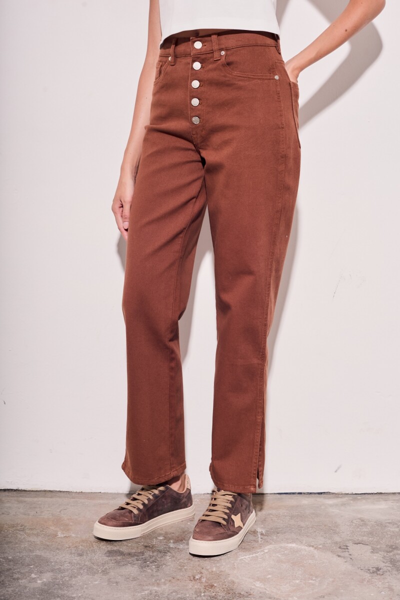 Jean Recto Botones Marron