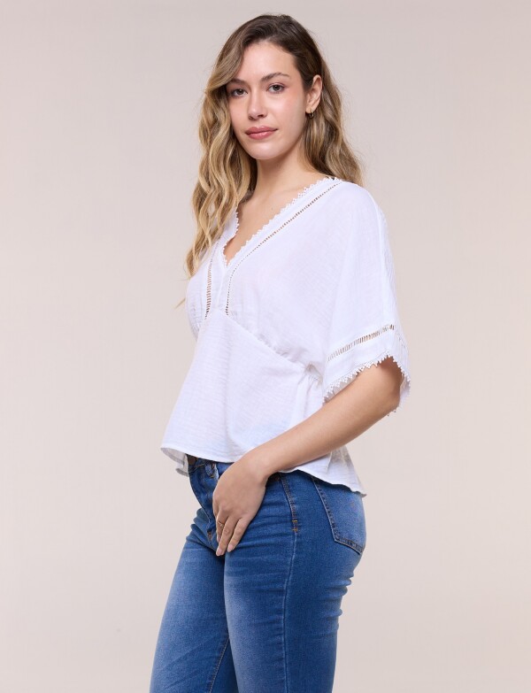 Blusa Boho Puntilla CRUDO