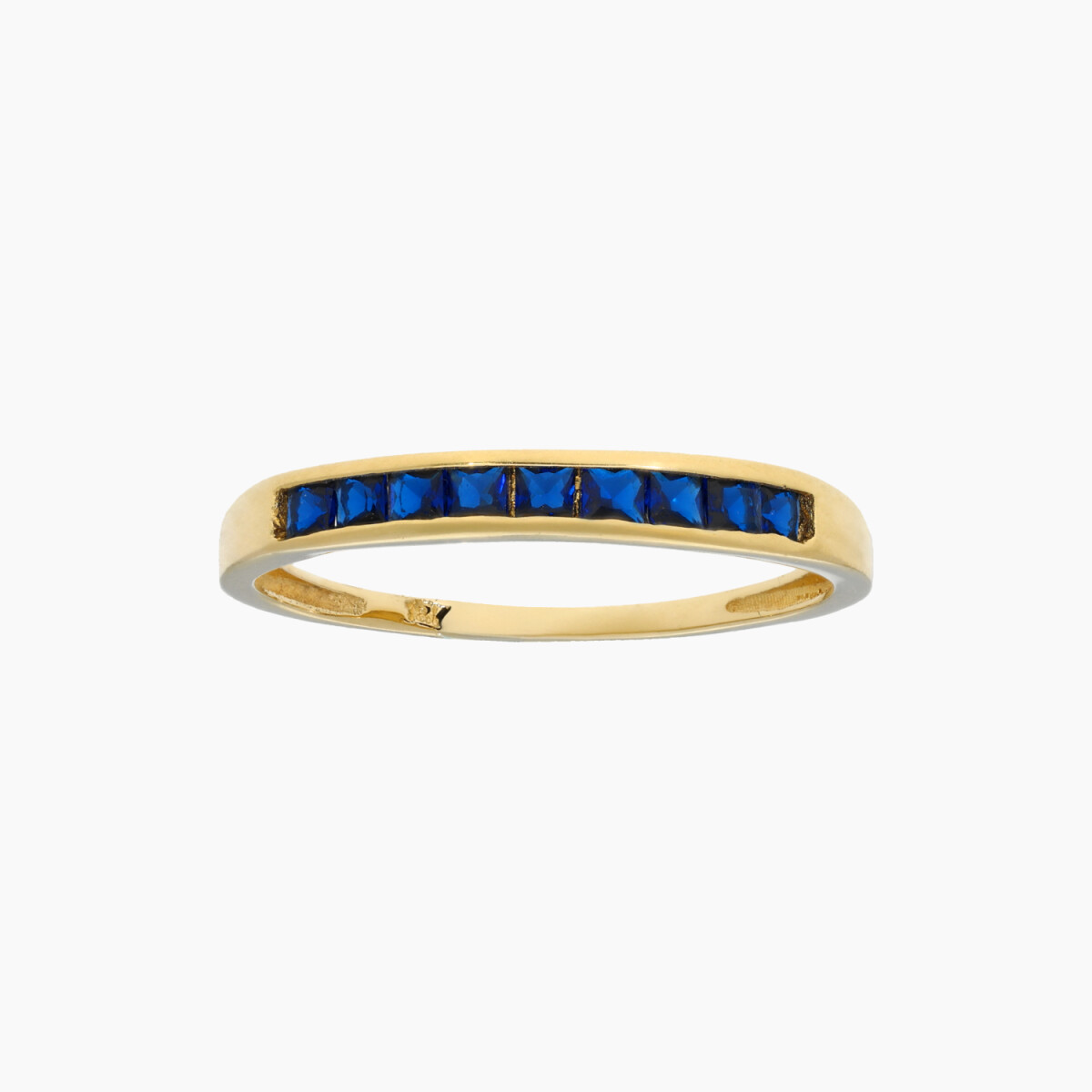 Anillo Medio Sinfín De Oro 18k Con Circonias Azules 