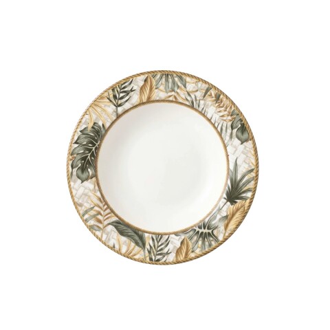 PLATO HONDO DIS HOJAS BEIGE COMB EUDORA 25CM Unica