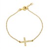 Pulsera Cruz -Oro bajo-Zirconia-PU8077 conpiedra