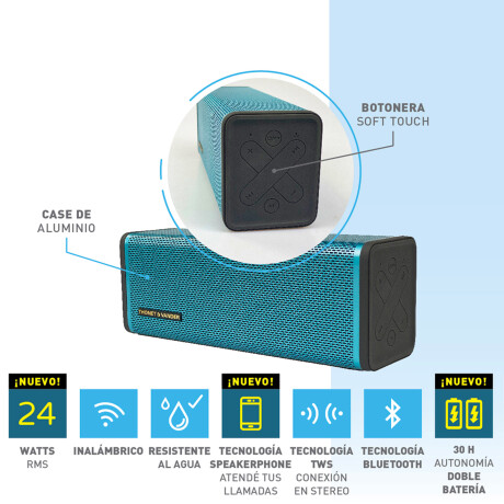 Parlante T&V Frei Topp Tws Bluetooth Azul