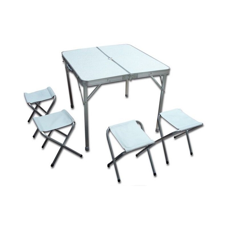 Mesa Plegable de Camping con 4 Bancos Arye Blanco