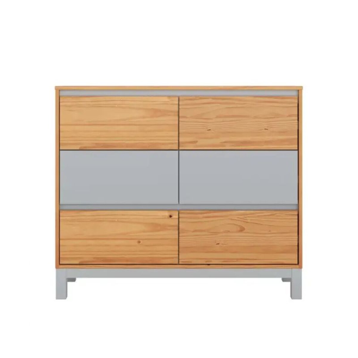 Cómoda 6 Cajones - Madera Maciza Pino/Gris - Square 