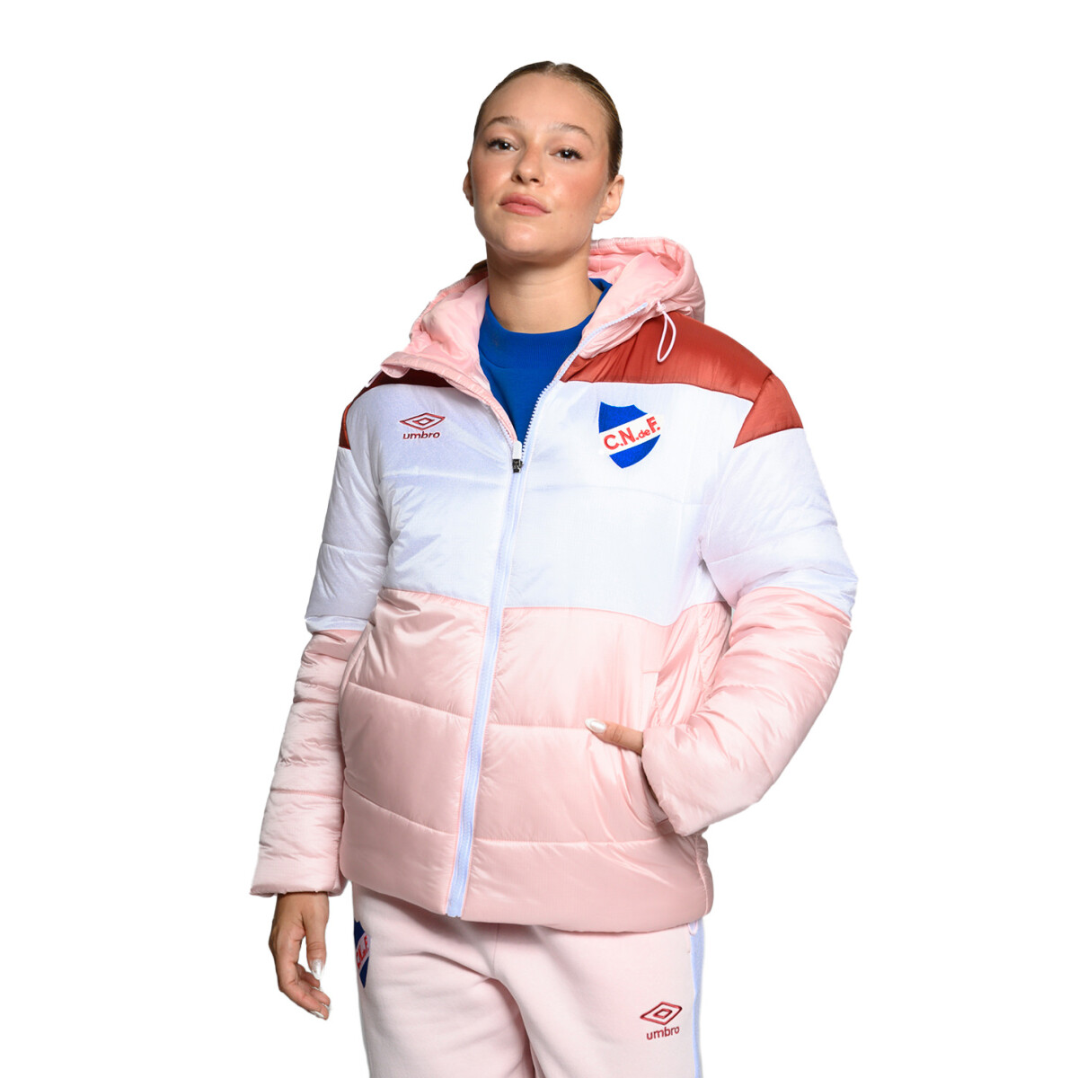 Campera de Mujer Umbro Nacional Puffer - Rosado - Blanco - Rojo 