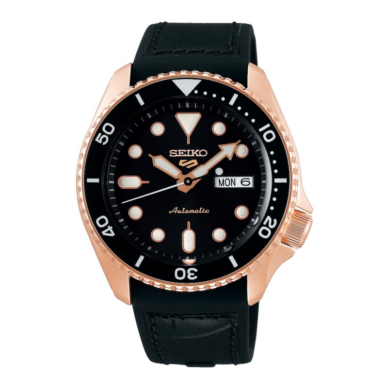 Reloj automático Seiko SRPD76K1 para hombre con correa de cuero Negro