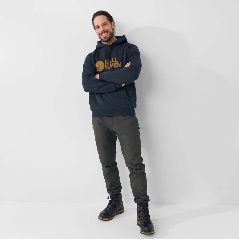 Fjällräven Logo Hoodie - Hombre Deep Forest