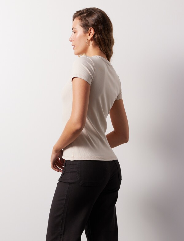 Remera Basica Modal Ribs BEIGE