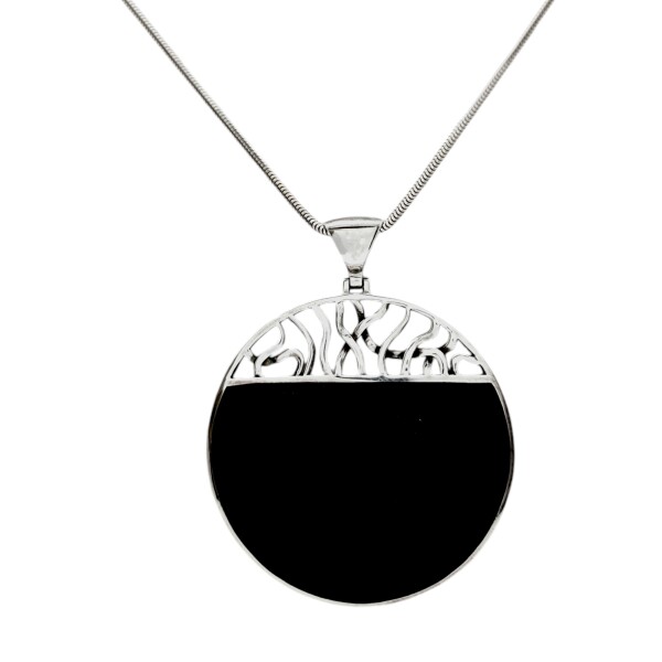 Dije Colgante Círculo-Plata 925-Onix-CP4179 Conpiedra
