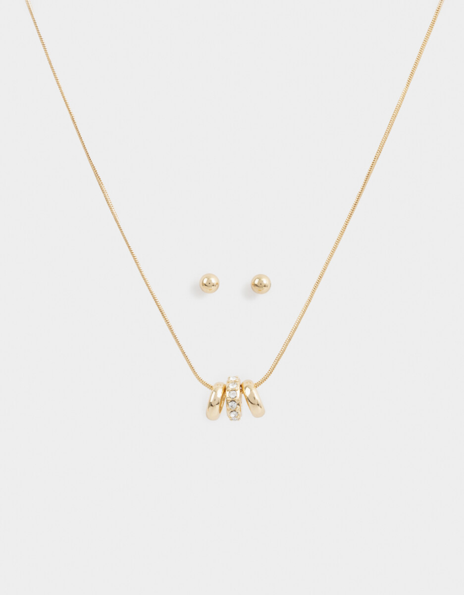 Set De Cadena Y Aros Bañado En Oro 