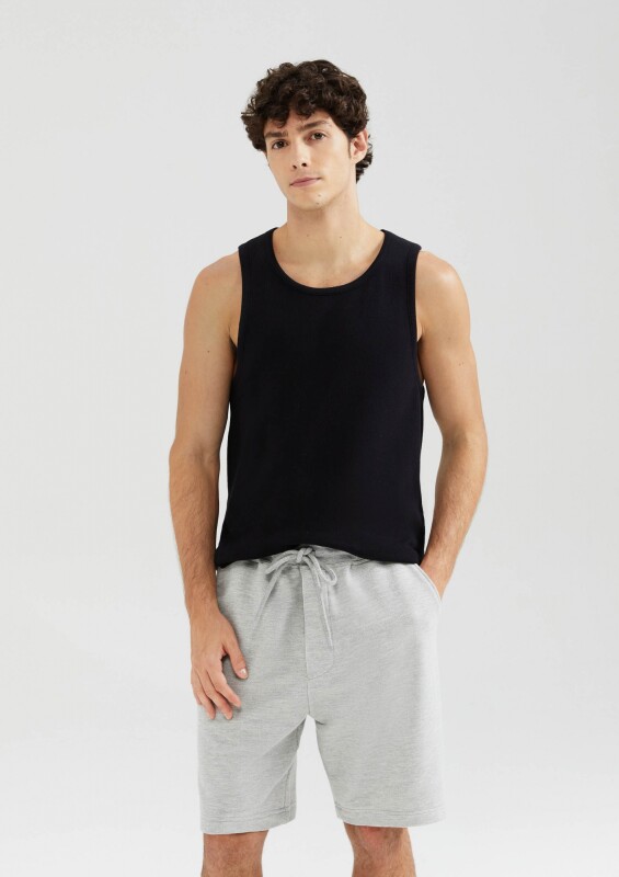 BERMUDA MASC GRIS CLARO/NEGRO/NARANJA