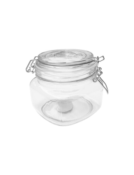 RECIPIENTE VIDRIO SEMICUADRADO 500ML TAPA BROCHE 11X11X11CM RECIPIENTE VIDRIO SEMICUADRADO 500ML TAPA BROCHE 11X11X11CM