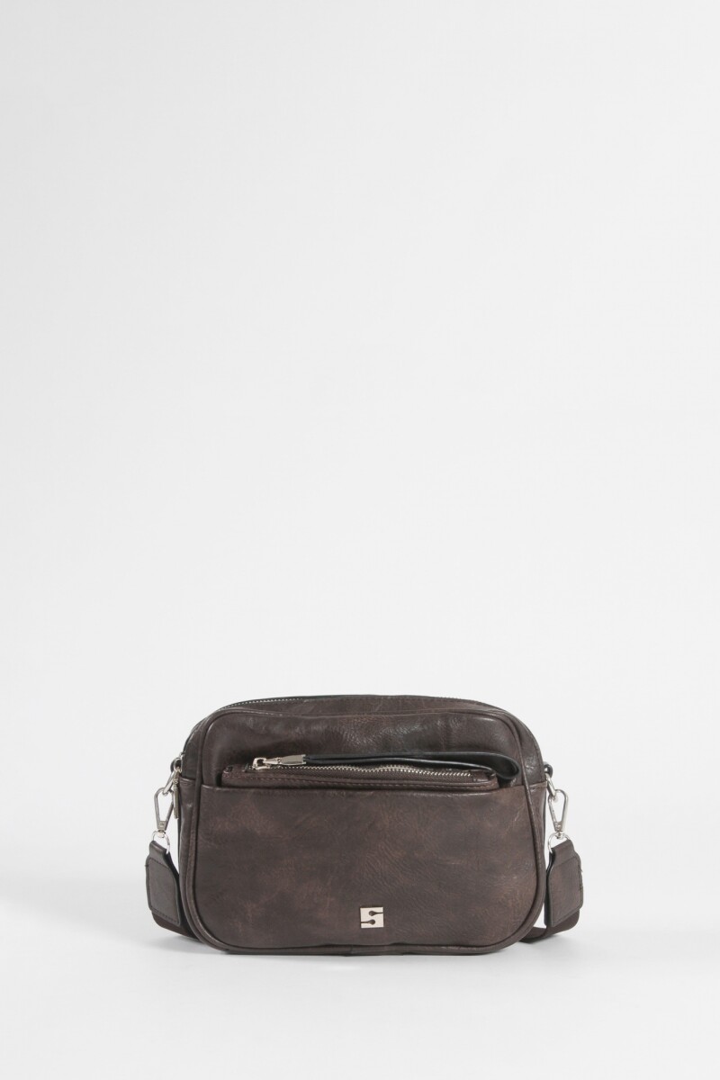 Cartera de hombro con cierres marrón