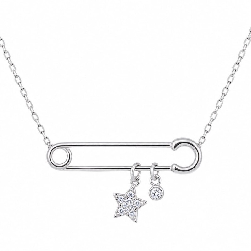 Cadena y colgante en plata con cubic zirconias estrellita Cadena y colgante en plata con cubic zirconias estrellita