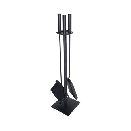 Atizador para Chimenea 4 Piezas con Base Cuadrada – Negro NEGRO