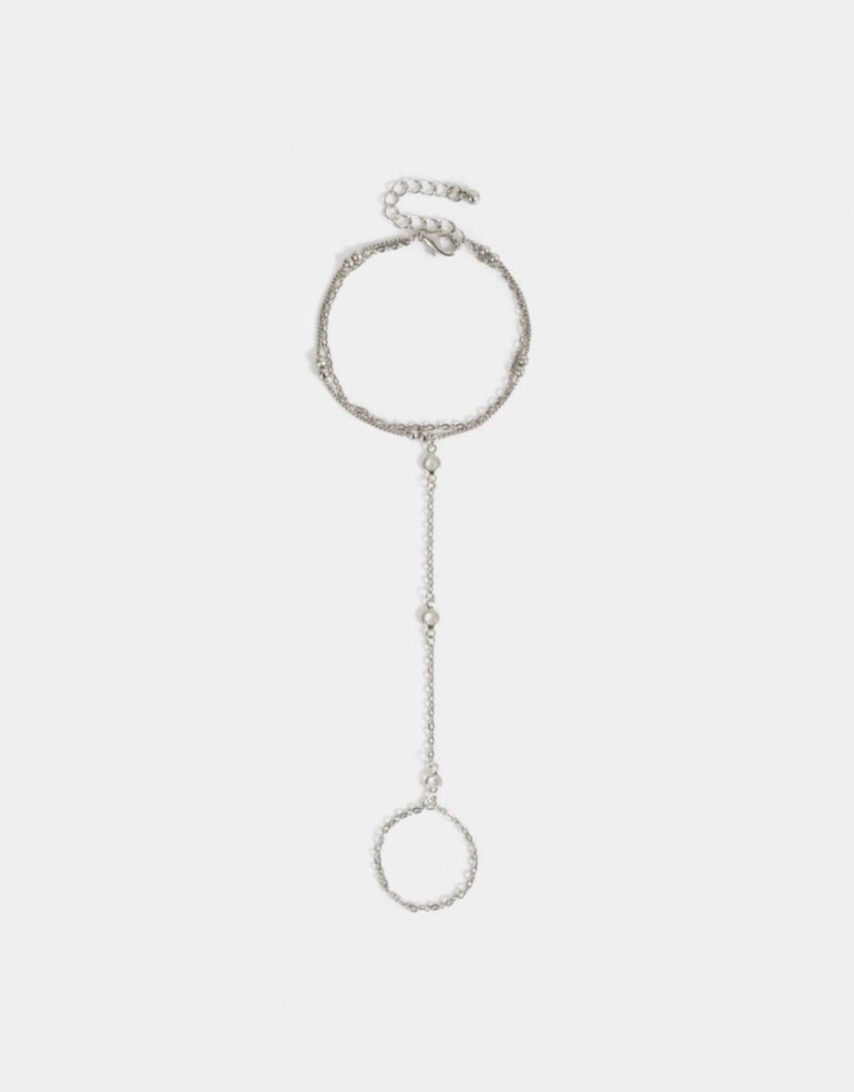 Pulsera Flexible Con Anillo Unido - Plateado 