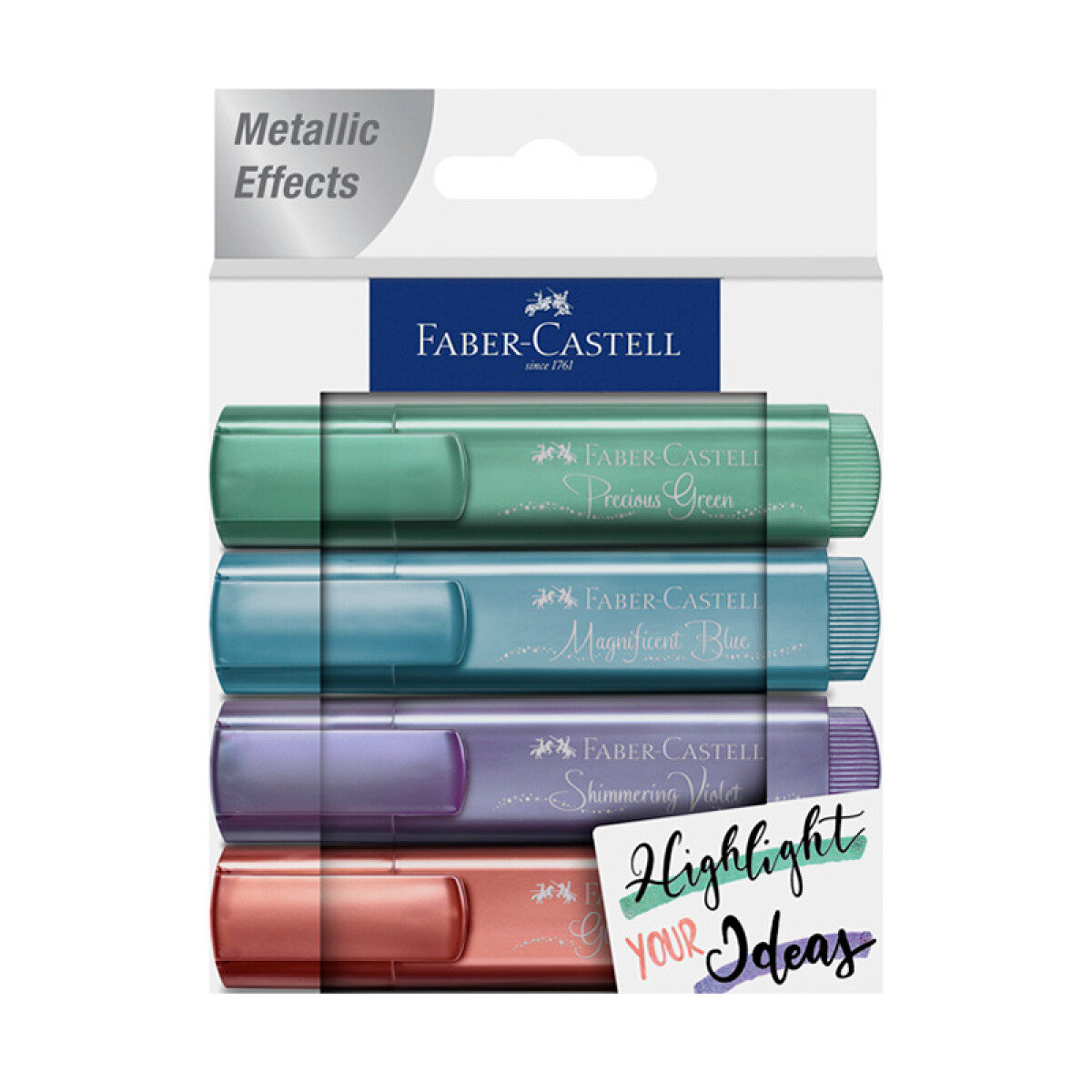 Resaltador Grueso Metalizado Nuevo x4 Faber-Castell 