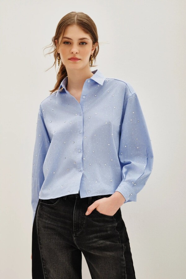 Camisa Marcel Stripes Celeste