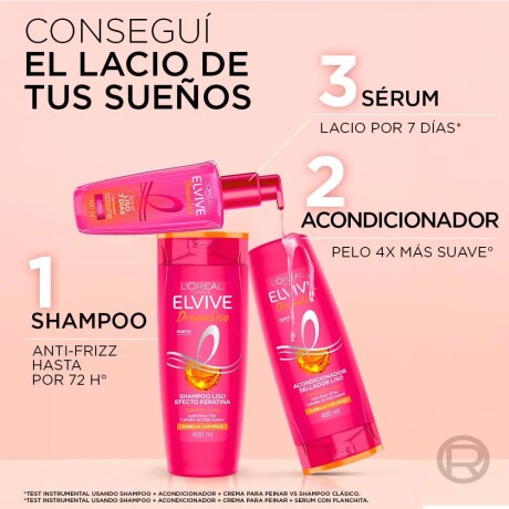 Pack L'Oréal Paris Dream Liso Shampoo 370ml + Acondicionador 370ml + Sérum 100ml + Mascarilla Capilar 300ml Pack L'Oréal Paris Dream Liso Shampoo 370ml + Acondicionador 370ml + Sérum 100ml + Mascarilla Capilar 300ml