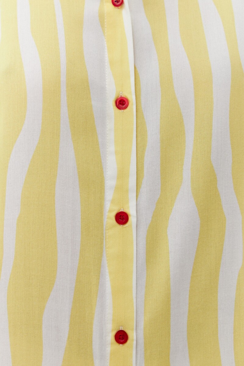Vestido camisero con estampa amarillo