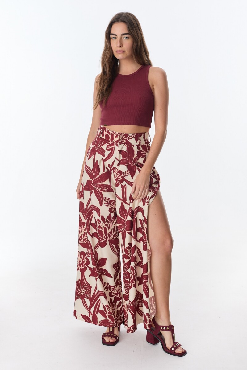 Pantalon Flor - Flores Bordeaux 