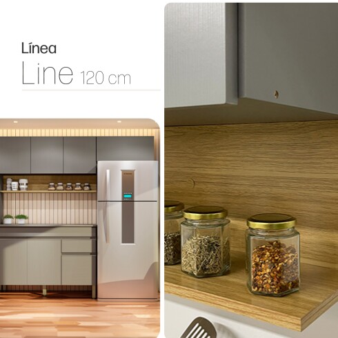 Juego de 3 Modulos De Cocina 120 cm Color Gris GAMAS DE GRIS