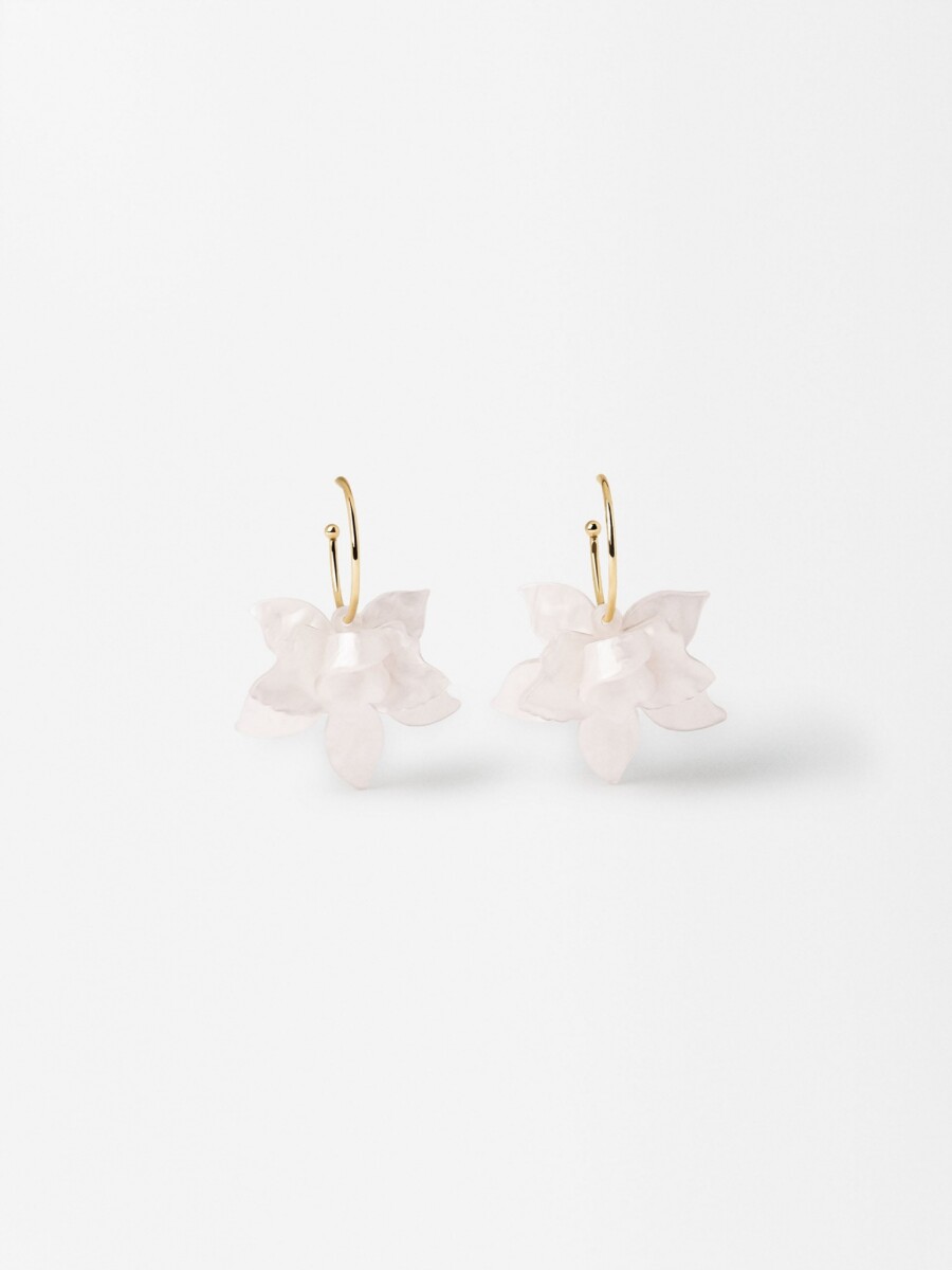 Aros Abiertos Con Maxi Flor rosa