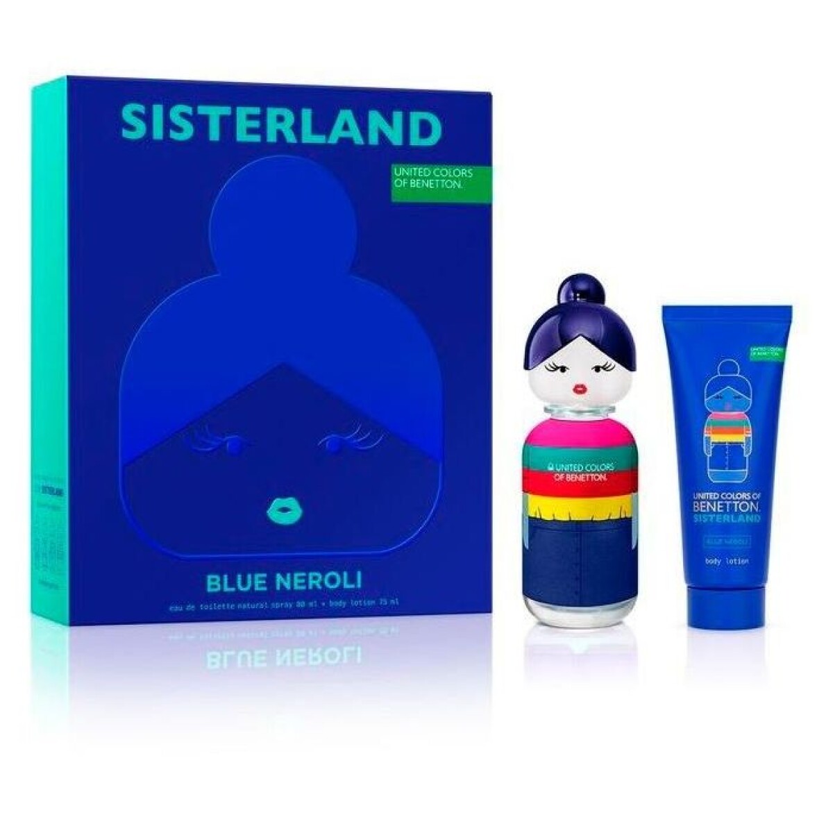 Cofre Benetton Sisterland Blue Neroli EDT 80ml + Crema Corporal 75ml – Fragancia y Cuidado Corporal