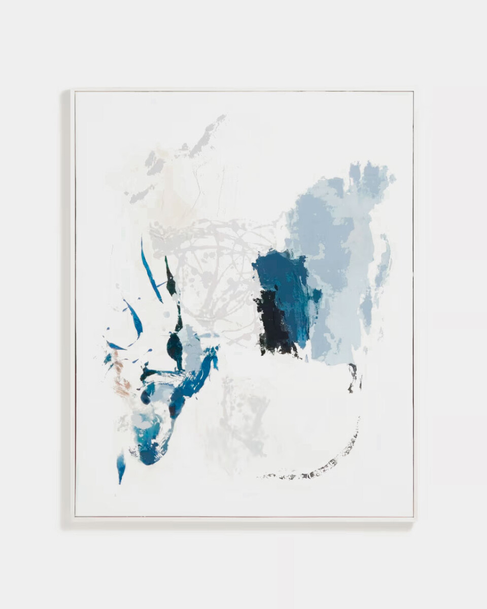 Cuadro abstracto Erale gris y azul pintado a mano 47 x 182 cm - 80 x 100 cm 