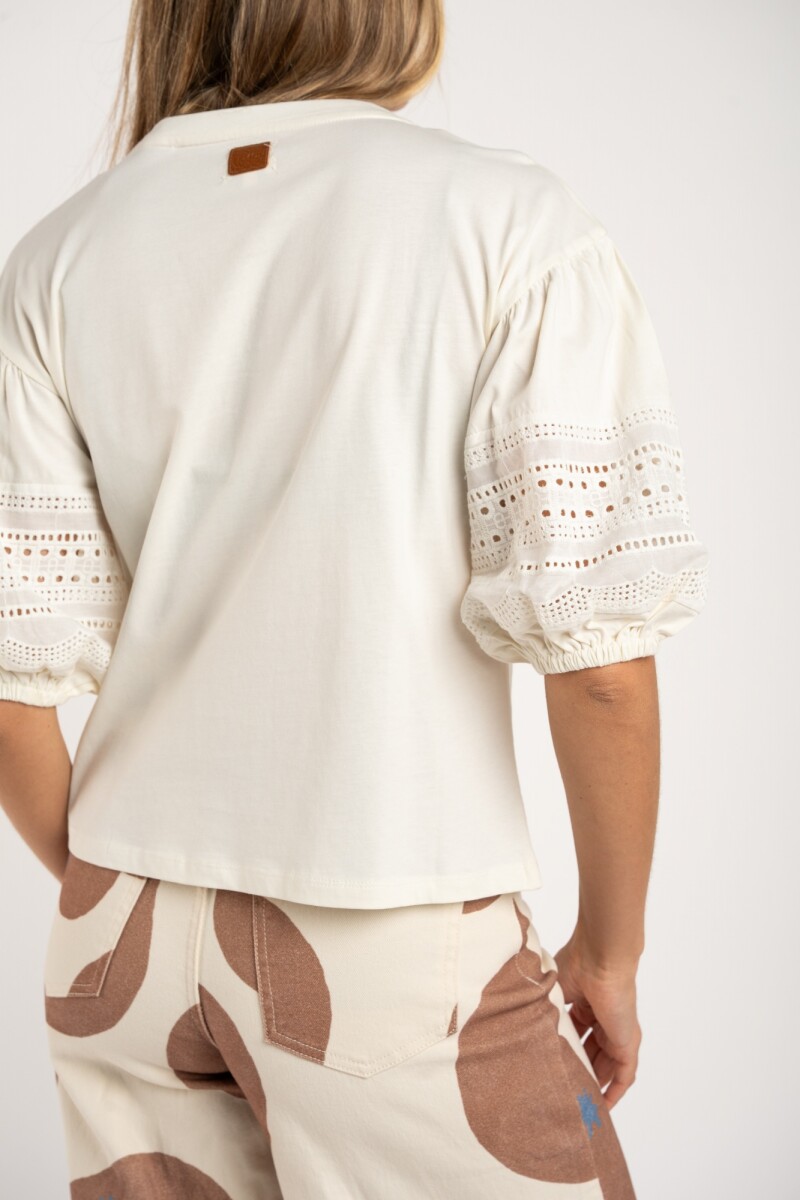 Remera Algodón Combinada Crudo