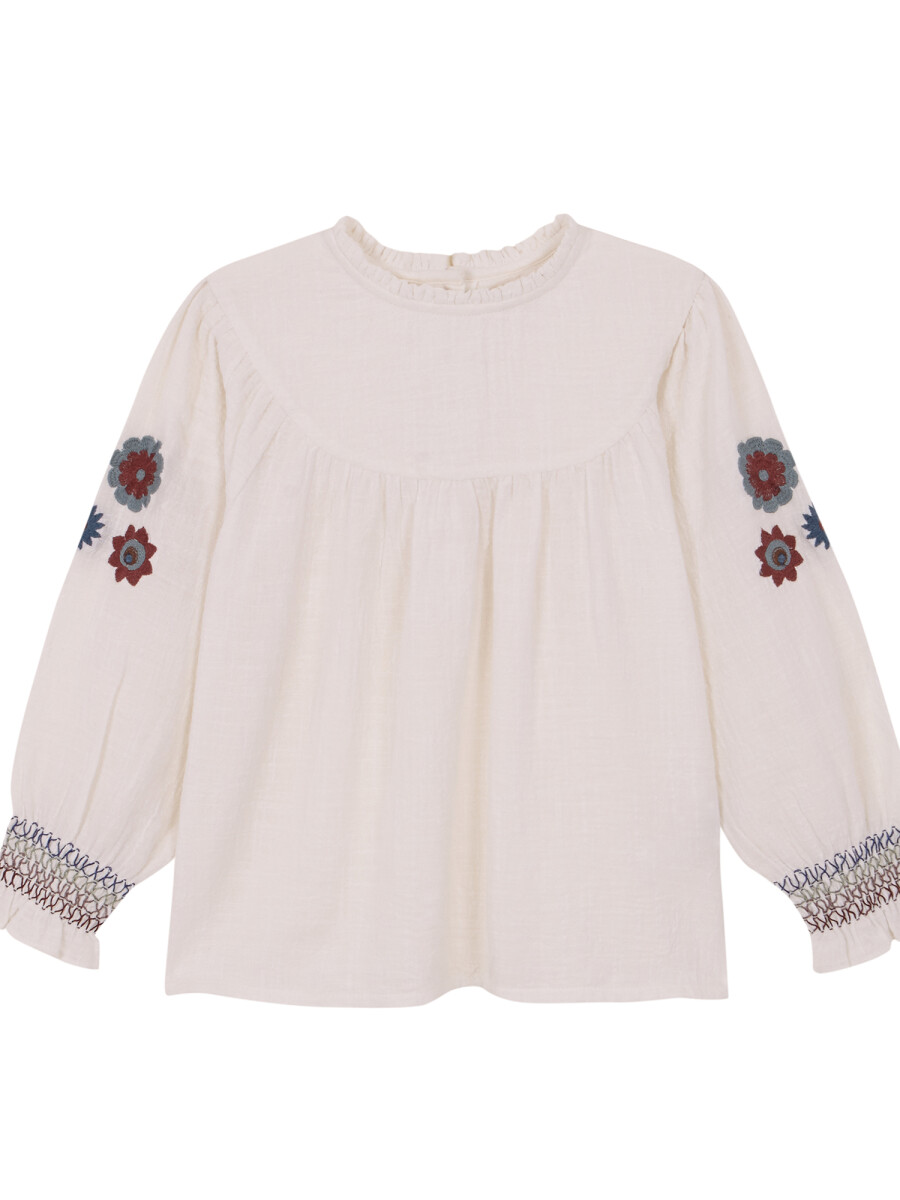 Blusa Con Bordado Blanco Roto