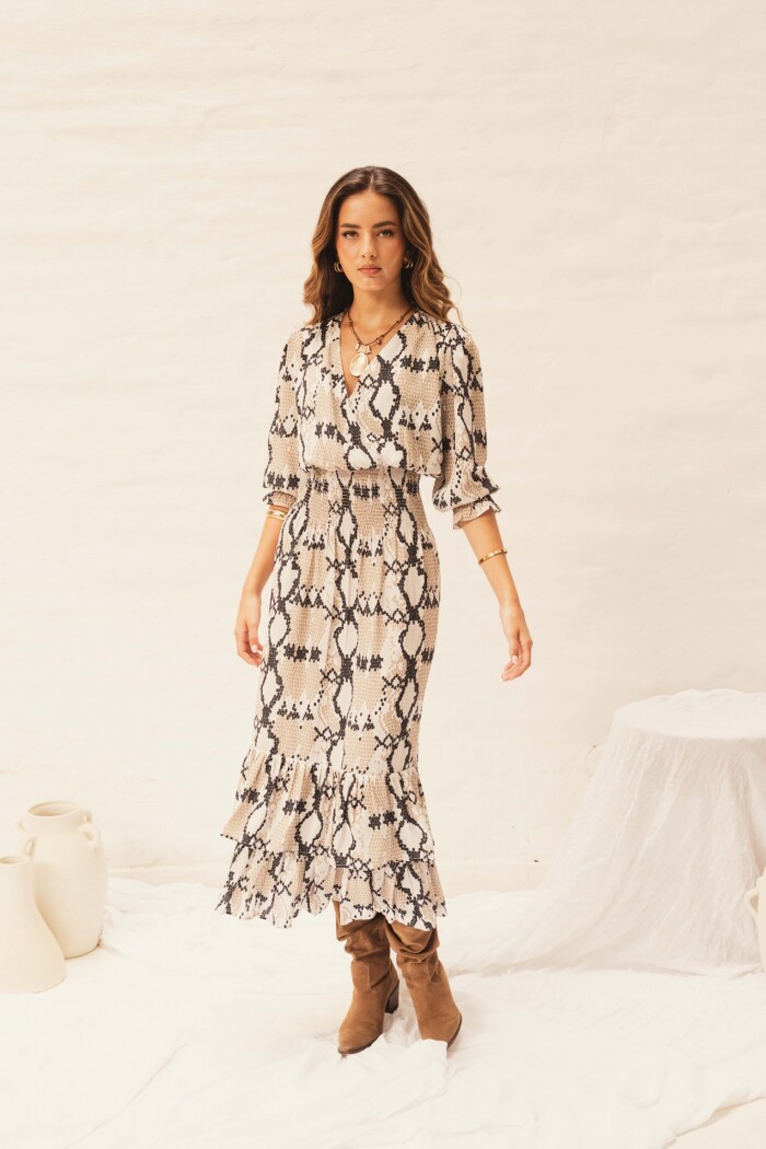 VESTIDO VALENTINA MAXI GOLD NATURAL SNAKE VESTIDO VALENTINA MAXI GOLD NATURAL SNAKE