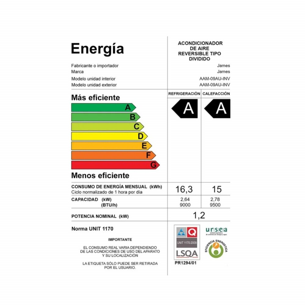 Aire Acondicionado James Inverter - 24000 Btu Aire Acondicionado James Inverter - 24000 Btu