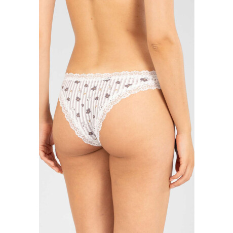 Bikini flower stripe Marfil