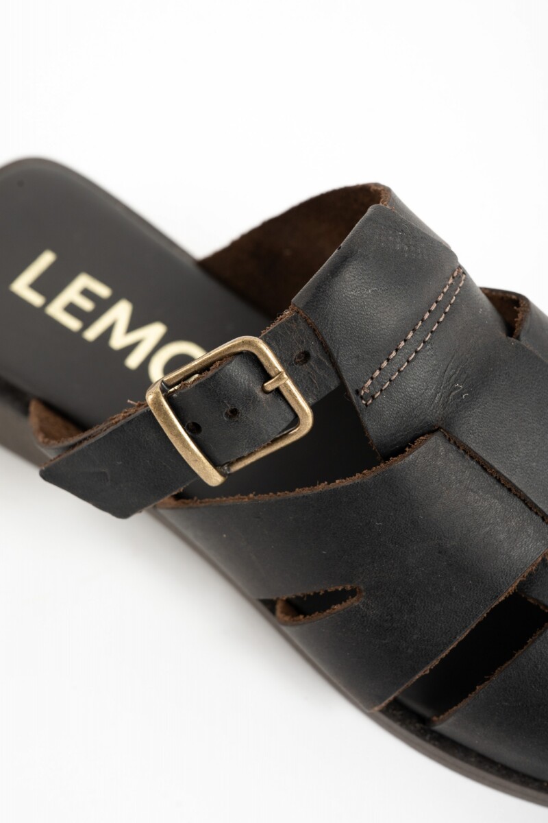 Zueco Cangrejera Cuero Chocolate