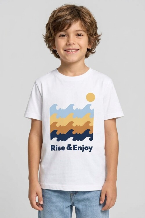 Remera m/c estampada Rise & Enjoy BLANCO