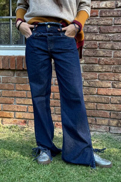 Jean Straight Belt Azul Oscuro